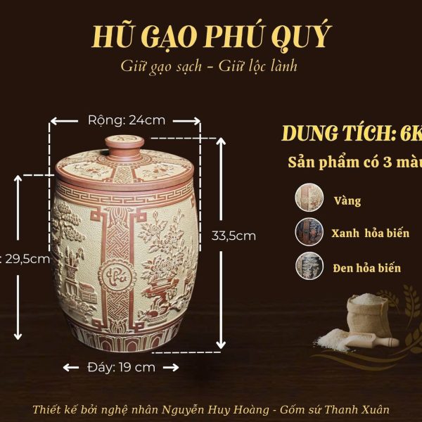 Hũ gạo phú quý 6kg